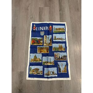 Vintage Irish Linen London Scenes Landmarks Tea Towel  Buckingham Palace